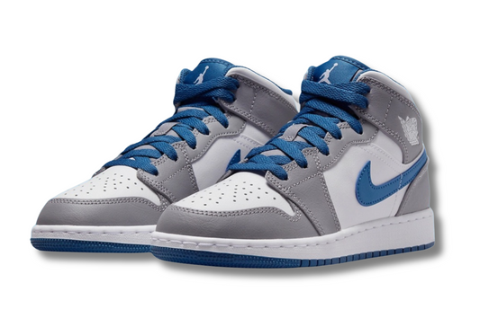 Air Jordan 1 Mid Cement True Blue GS