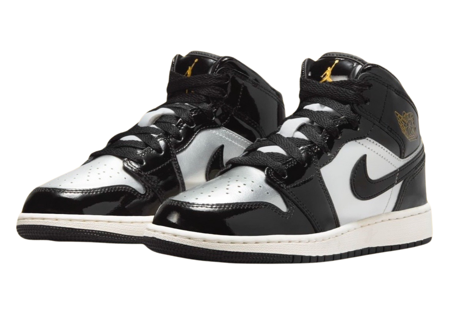 Air Jordan 1 Mid "Patent Black Silver" GS