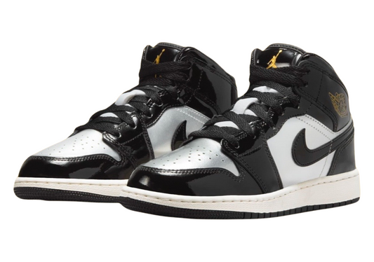 Air Jordan 1 Mid "Patent Black Silver" GS