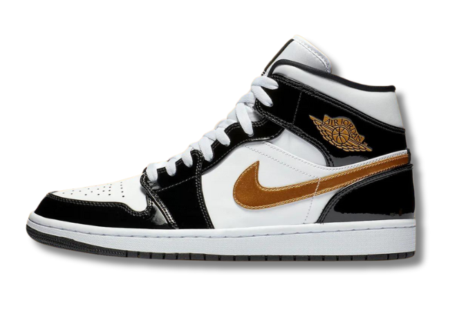 Air Jordan 1 Mid SE Patent Black Metallic Gold