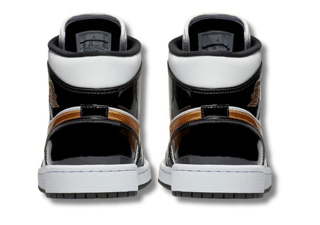 Air Jordan 1 Mid SE Patent Black Metallic Gold