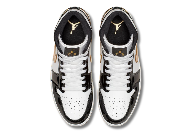 Air Jordan 1 Mid SE Patent Black Metallic Gold